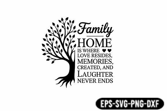 Family Home Quote SVG Tree Design: A Graphic Asset for Crafts and Branding
