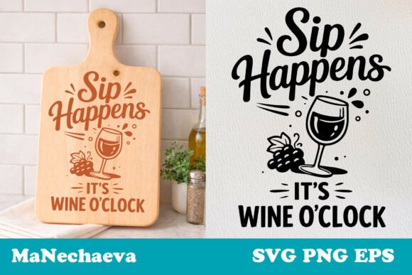 Fun Graphics for Crafts: Wine O’Clock SVG