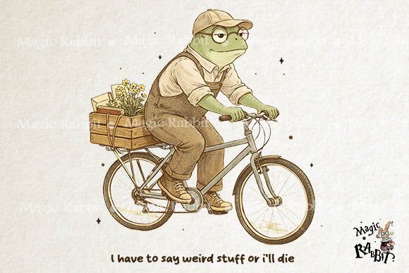 Funny Frog Bicycle Quote Graphics for Crafts