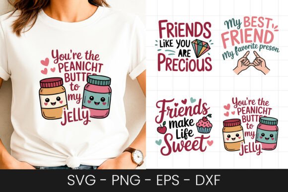 Peanut Butter Jelly Friends Quote SVG Graphics for Crafts