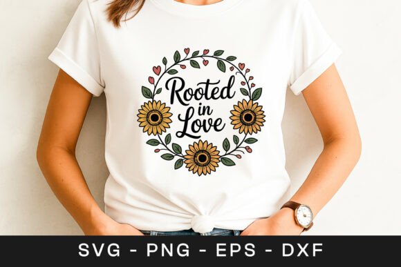 Rooted in Love Sunflower Quote Graphics for Crafts