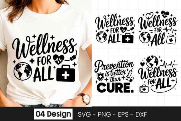 Wellness For All Quote Graphics for Crafts and Design